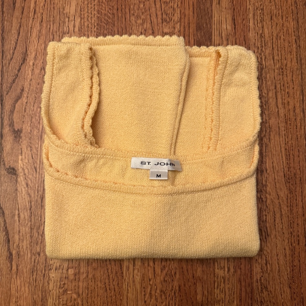 ST. JOHN Knit Vintage Y2K Crop light yellow Sweater Tank Top, size medium - Picture 6 of 9